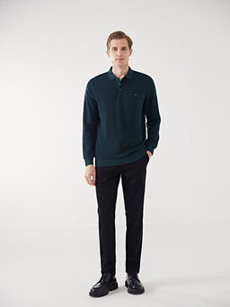 Polo Yaka Uzun Kollu Erkek Sweatshirt