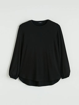 Bisiklet Yaka Balon Kollu Oversize Bluz