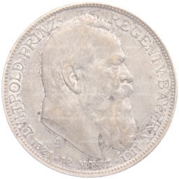 Монета 2 марки 1911 года D Германия (Бавария) 90 лет со дня рождения Луитпольда Баварского