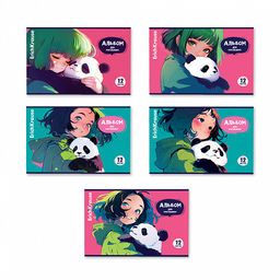 Цена за 5 шт. Альбом для рисования на скобе ErichKrause Panda Hugs, А4, 12 листов_MIX-PACK