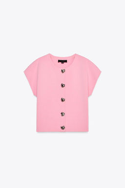 HEART BUTTON KNIT TOP - Zara фото 3