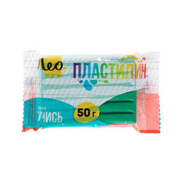 Лео Учись Пластилин классический, группа 2 LNMC-50 50 г ( в пакете ) 10 шт 1 цв. зеленый/green