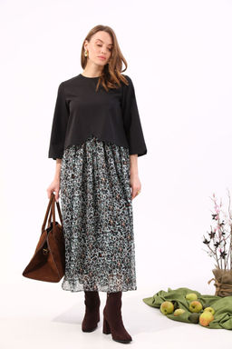 Платье NIKVA н740-12 черный+бирюзовый леопард