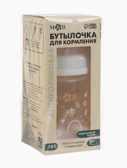 Бутылочка для кормления, широкое горло Ø50 мм, +0мес., 180 мл, M&B