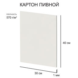 Love2art Картон пивной KLP-26 1 мм 570 г/м2 30 х 40 см 20 шт. белый