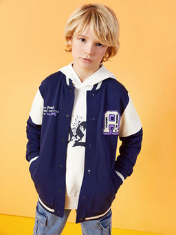 Bask?l? Uzun Kollu Erkek ?ocuk Kolej Ceket