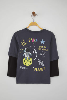 Zumrut Yesili 100% Pamuk Bask?l? Regular Fit Orme Erkek Cocuk T-Shirt TKDAW26TS00012 - Trendyolmilla фото 9