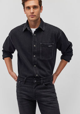 Aidan Mavi Black Antrasit Jean Gomlek  фото 2