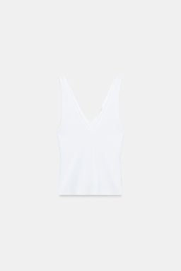 TOP ESCOTE PICO RIB / Blanco - Zara фото 3