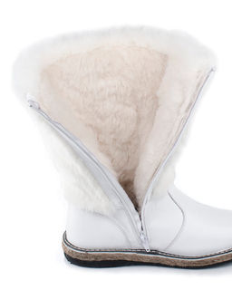 Унты женские на войлочной подошве., Белые.Молния