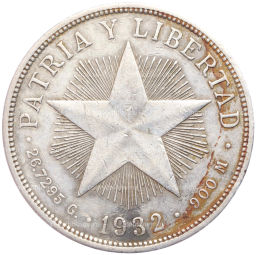 Монета 1 песо 1932 года Куба