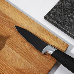 Нож кухонный с антиналипающим покрытием Доляна Супер-блэк, лезвие 9 см, цвет чёрный  фото 2