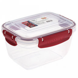 Контейнер для продуктов пластмассовый Мастер 1л, глубокий, прямоугольный, с клипсами, воздухонепроницаемый (герметичный), съемный силиконовый уплотнитель, подходит для СВЧ, цвета микс (Россия) - Домашняя мода фото 4