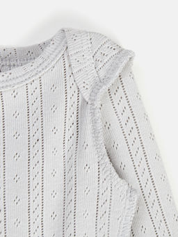 Боди с длинным рукавом "Жемчуг" из ажурного хлопка 0+