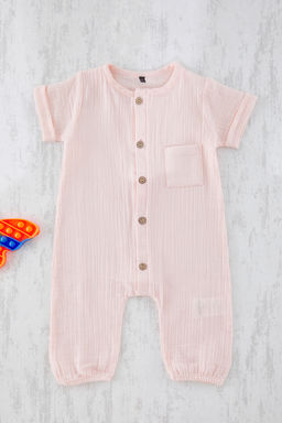 Somon %100 Pamuk K?z Bebek Basic K?sa Kol K?sa Dokuma Tulum TKDSS25TU00011