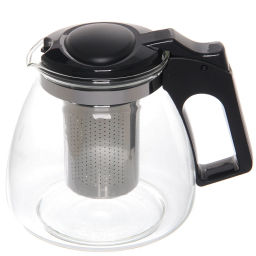 Чайник заварочный стеклянный 1100мл "Ассорти", микс цветов