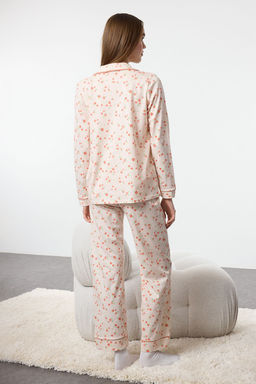 Trendyolmilla Pembe %100 Pamuklu Cicekli Biyeli Orme Pijama Tak?m? THMAW25PT00202 фото 5