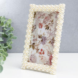 Фоторамка для фото 10×15 см «Жемчуг и стразы», пластик, прямые углы, 17.5×12.5 см