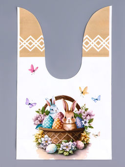 Цена за 50 шт. Пакет полиэтиленовый подарочный с ушками "Пасхальная корзина", 13 х 23 см
