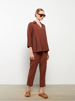 Kad?n Beli Lastikli Rahat Kal?p D?z Pantolon