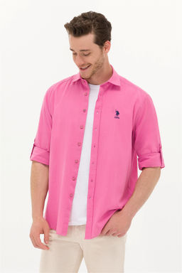 U. S. Polo Assn Мужская розовая базовая рубашка из льна - U.s. polo assn фото 8