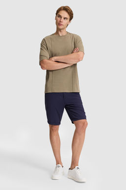 Erkek Haki Comfort Fit Bisiklet Yaka Ti__rt