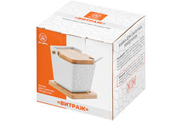 Банка для сыпучих продуктов 300 мл 10,5*9,5*10 см Витраж +ложка+ откид. бамб.крыш.+дер.под - Elan gallery фото 12