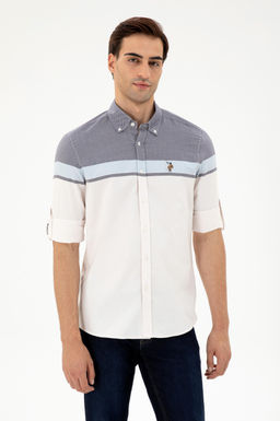 Мужская темно-синяя рубашка с длинным рукавом Неожиданная скидка в корзине