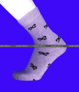 Цена за 12 пар. Зувей носки женские ангора внутри махра Бантики 36-41 (фактически 36-41)  фото 3