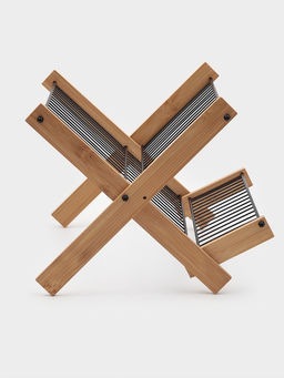 Сушилка для посуды Доляна Meli, 2 уровня, 39.5×34×27.5 см, бамбук, металл, чёрная