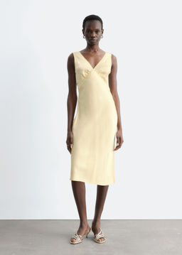 Vestido midi lencero con escote en pico - H&m фото 5