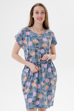 Платье женское домашнее из кулирки Лана астра макси