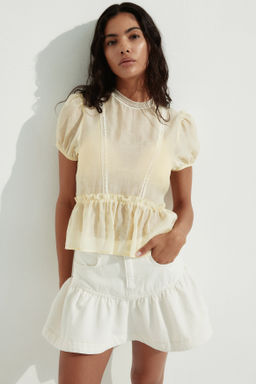 Blusa con inserciones de encaje y peplum - H&m фото 3