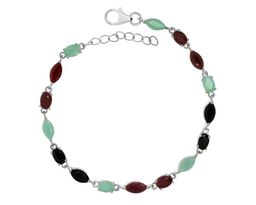 Браслет из серебра изумруд берилл, рубин корунд, сапфир корунд, Мелодия