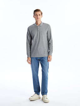 Polo Yaka Uzun Kollu Erkek Sweatshirt