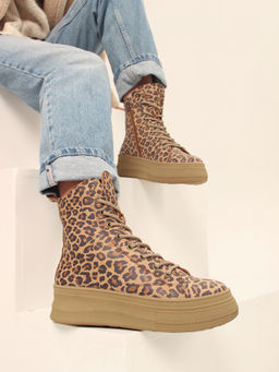 Ботинки 215.warmbr.Коричневый леопард/мех