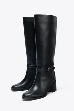 BUCKLE BLOCK HEEL BOOTS - Zara фото 4