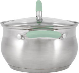Кастрюля MENTOLO, 2,6 л, из нержавеющей стали с крышкой, ручки с силиконом арт.103576 - Mallony фото 3