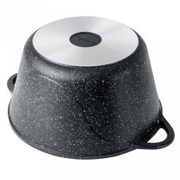 Кастрюля с антипригарным покрытием 2л, д22см "Гранит", h11см, s0,4см, литые ручки, стеклянная крышка с пароотводом, форма "Классик волна", подарочная упаковка (Россия)