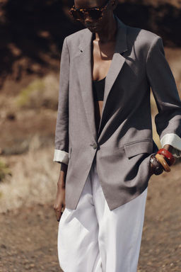 LINEN BLAZER WITH PRINTED CUFFS - Zara фото 5