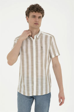 Мужская рубашка цвета хаки с коротким рукавом Неожиданная скидка в корзине - U.s. polo assn фото 3