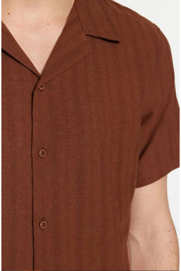 TRENDYOL MAN Kahverengi Regular Fit Dokulu Yazl?k Keten Gorunumlu TMNSS23GO00070 - Trendyolmilla фото 13