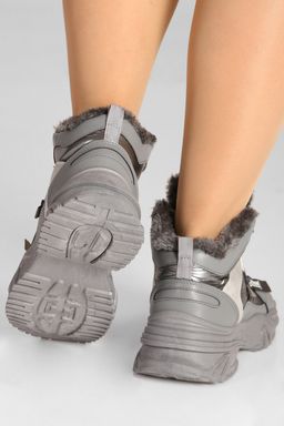 Кроссовки зимние серые женские