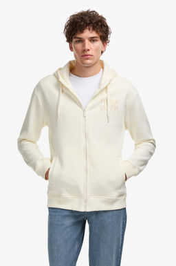 Толстовка на молнии Comfort Fit кремовая из хлопка