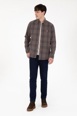 Мужская коричневая рубашка с длинным рукавом Неожиданная скидка в корзине - U.s. polo assn фото 4