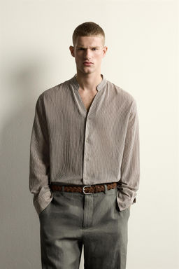 CAMISA FLUIDA RELAXED FIT / Rayas marrones