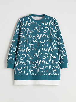 Bisiklet Yaka Desenli Kad?n Sweatshirt Tunik