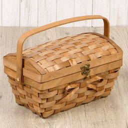 Сундук плетёный для хранения «Корзинка с бантом», 27×16×14.5 см, ручка h=6 см, шпон