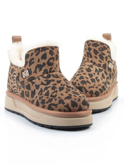 04-PAJW01-5Z BROWN/LEOPARD Ботинки зимние женские (натуральная замша, 100% шерсть, натуральный мех)