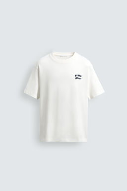 CAMISETA REGULAR FIT BORDADO COMBINADO / Blanco roto